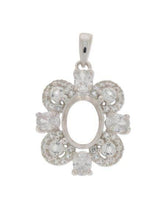 Sterling Silver Semi Mount Pendant Setting Oval OV 9x7mm PJC3082P - Syzjewelry